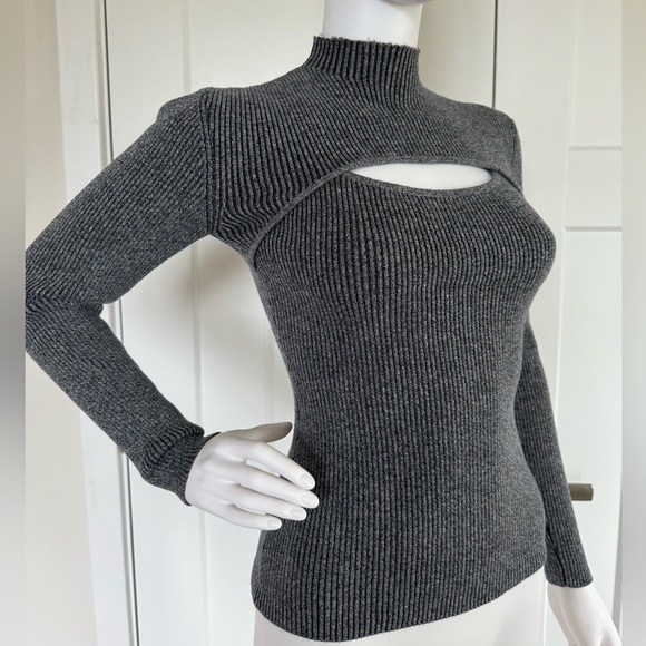 Acler Ribbed keyhole Grey Sweater size S - Picture 3 of 5